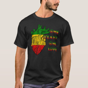 One Heart One Love Rasta Reggae Peace Rastafarian  T-Shirt