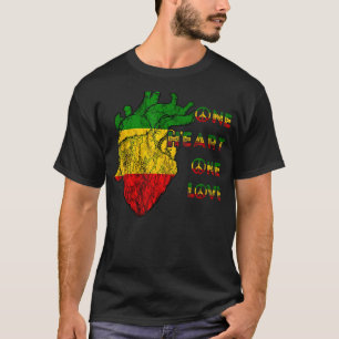 One Heart One Love Rasta Reggae Peace Rastafarian  T-Shirt