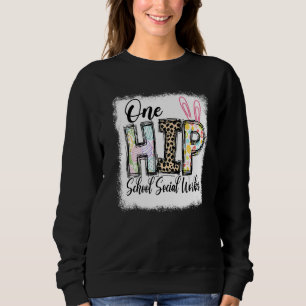 One Hip School Social Worker Leopard Teacher Easte Sweatshirt