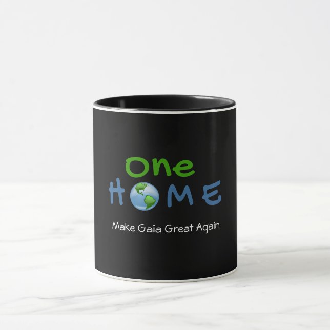 One Home Make Gaia Great Again Black Coffee Mug (Center)