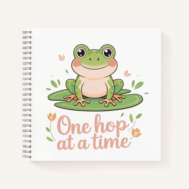 One Hop at a Time | Frog on Lily Pad Notebook (Front)