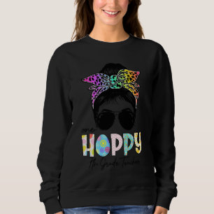 One Hoppy 7th Grade Teacher Messy Bun Teacher East Sweatshirt