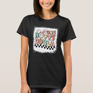 One Hoppy Doula Retro Easter Checkered Midwife Bir T-Shirt