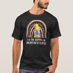 One Hoppy Emergency Nurse Leopard Rainbow Gnome Ea T-Shirt