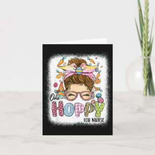 One Hoppy Icu Nurse Leopard Bunny Easter Day Card