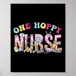 One Hoppy Nurse Leopard Fun Nurse Easter Day 2024 Poster