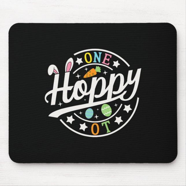 One Hoppy Occupational Therapist Bunny Ears Funny  Mouse Mat (Front)