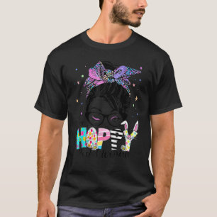 One Hoppy Postal Worker Messy Bun Easter Day T-Shirt