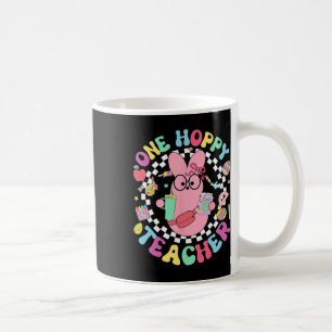 One Hoppy Teacher Bunny Easter Day Eggs Groovy Ret Coffee Mug
