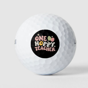 One Hoppy Teacher Easter Teaching Groovy Retro Golf Balls