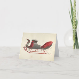 One Horse Open Sleigh - Christmas Holiday Card