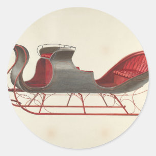 One Horse Open Sleigh - Fred Weiss Classic Round Sticker