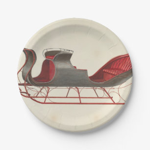 One Horse Open Sleigh - Fred Weiss Paper Plate