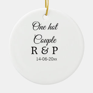 One hot add couple name initial letter text date ceramic tree decoration