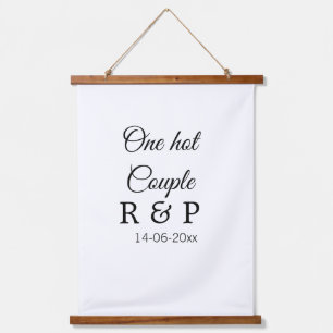 One hot add couple name initial letter text date hanging tapestry