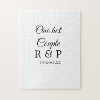 One hot add couple name initial letter text date jigsaw puzzle
