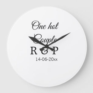 One hot add couple name initial letter text date large clock