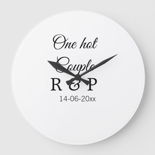One hot add couple name initial letter text date large clock (Front)