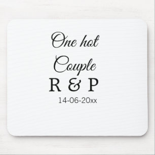 One hot add couple name initial letter text date mouse mat