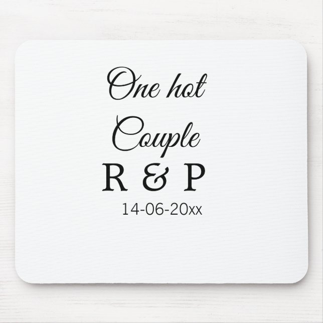 One hot add couple name initial letter text date mouse mat (Front)