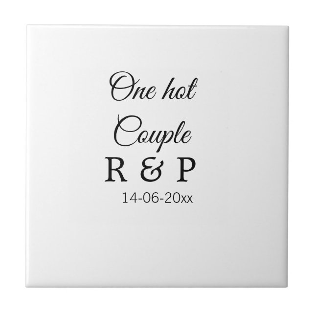 One hot add couple name initial letter text date tile (Front)