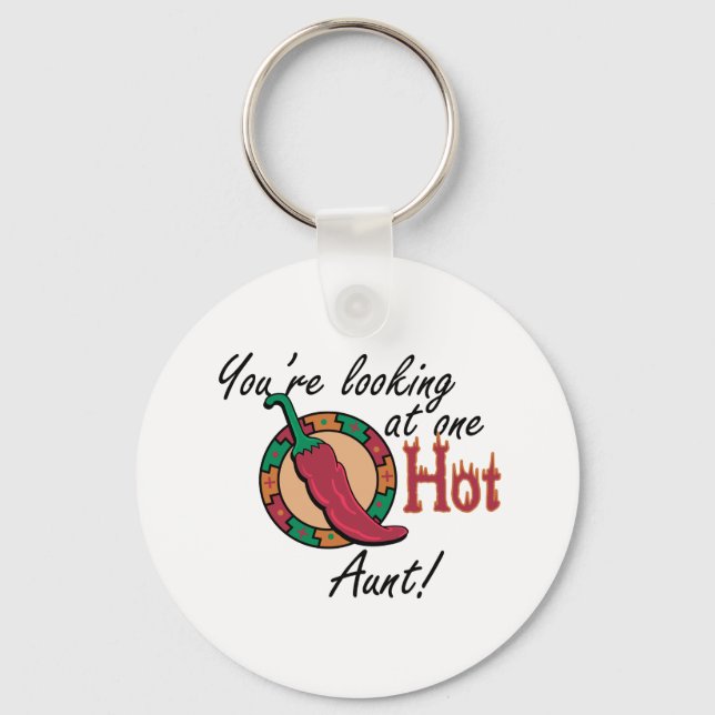 One Hot Aunt Key Ring (Front)