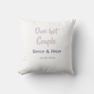 One hot couple add name purple pastel retro modern cushion