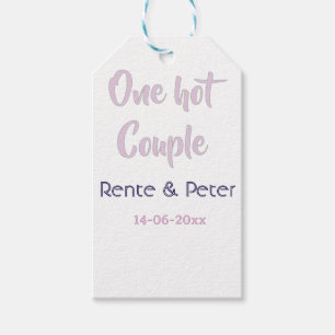 One hot couple add name purple pastel retro modern gift tags