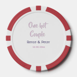 One hot couple add name purple pastel retro modern poker chips