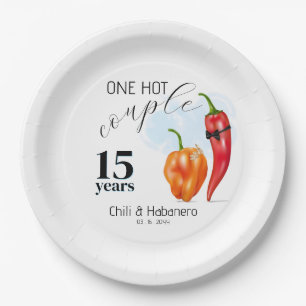 One Hot Couple Hot Pepper Wedding Anniversary Paper Plate