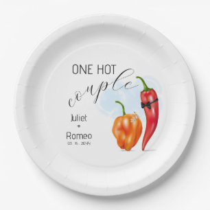 One Hot Couple Hot Pepper Wedding Paper Plate