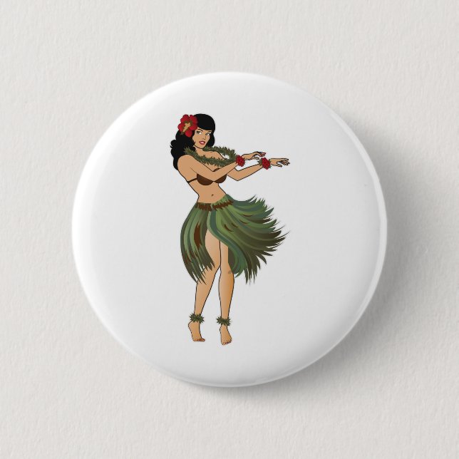 One Hula Girl Dancing 6 Cm Round Badge (Front)