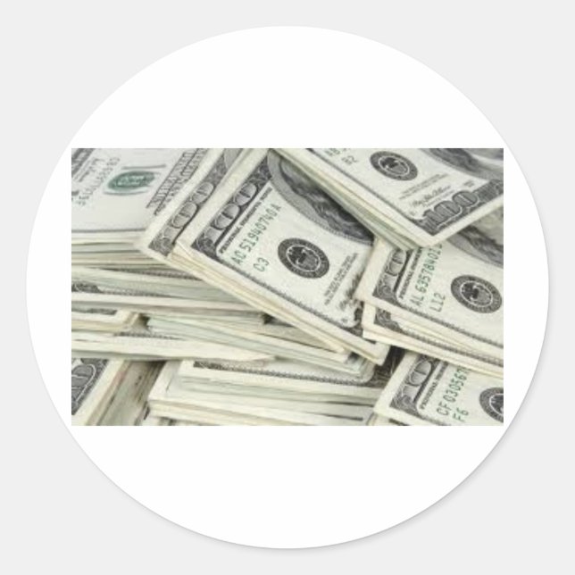 One Hundered Dollar Bills Classic Round Sticker (Front)