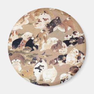 One Hundred Dogs Illustration by Ito Jakuchu Magnet