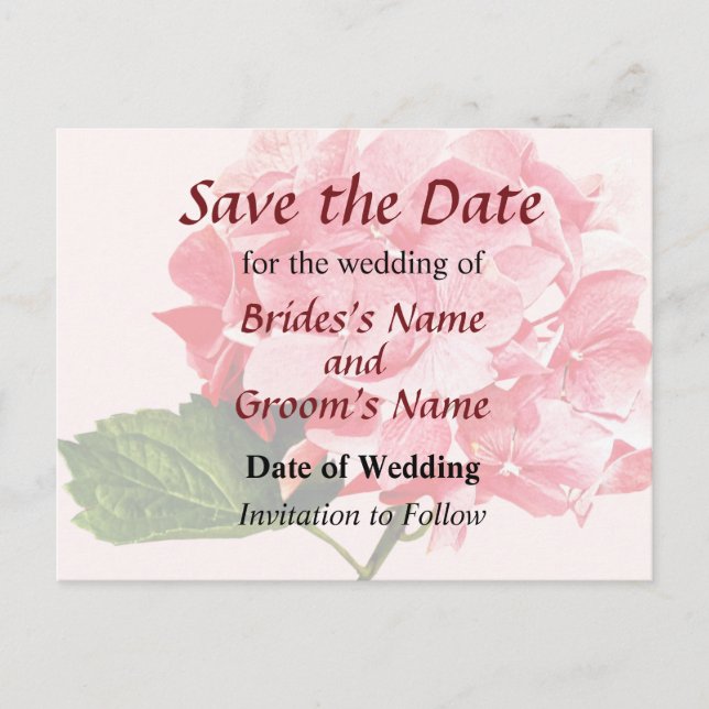 One Hydrangea Cluster Save the Date Announcement Postcard (Front)
