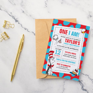 One I Am   Cat in the Hat Birthday Invitation