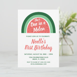 One in a Melon 1st Bday Invitation