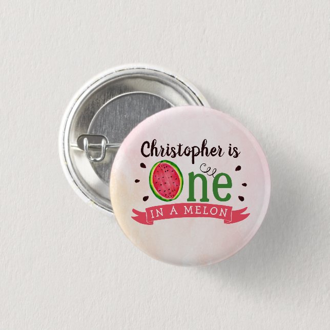 One In A Melon 1st Birthday 3 Cm Round Badge (Front & Back)