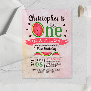 One In A Melon 1st Birthday Acrylic Invitations