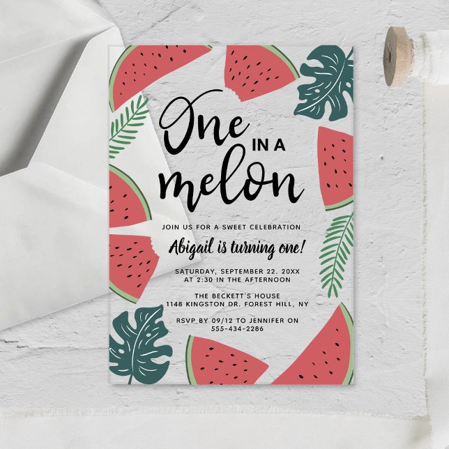 One In A Melon 1st Birthday Acrylic Invitations (Creator Uploaded)