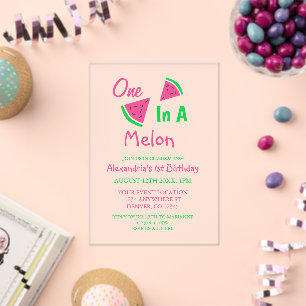 One In A Melon 1st Birthday Acrylic Invitations