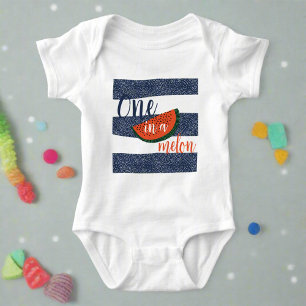 One in a Melon 1st Birthday Baby Boy Retro Stripe  Bodysuit