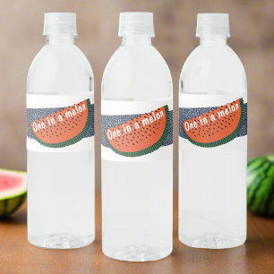 One in a Melon 1st Birthday Baby Boy Watermelon  Water Bottle Label