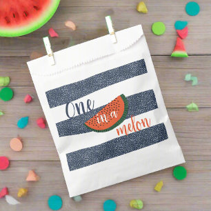One in a Melon 1st Birthday Boy Watermelon Striped Favour Bags
