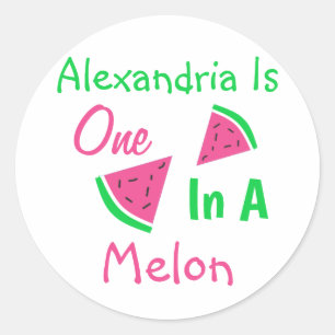 One In A Melon 1st Birthday Classic Round Sticker