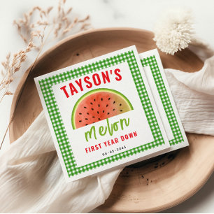 One in a Melon 1st Birthday – Cute Watermelon Napkin