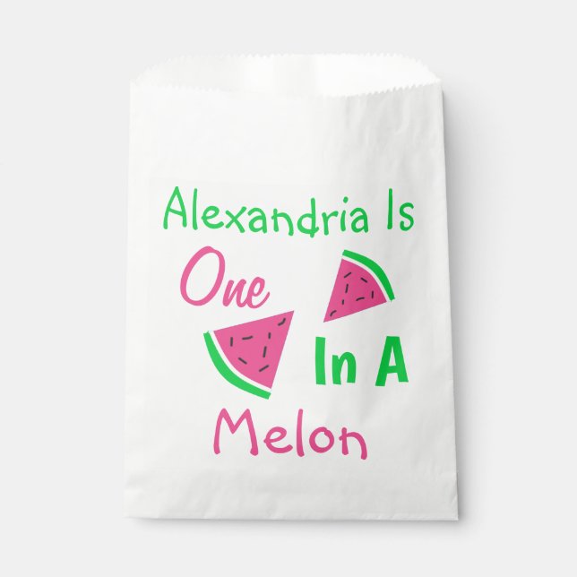 One In A Melon 1st Birthday Favour Bags (Front)
