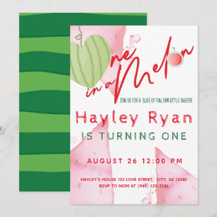 One In a Melon 1st Birthday Invitation