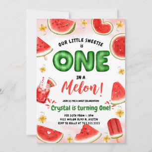 One in a Melon 1st Birthday Invitation