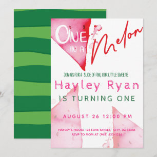 One In a Melon 1st Birthday Invitation